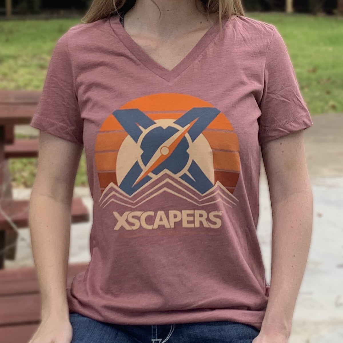 Xscapers Sunset Mauve Ladies V-Neck